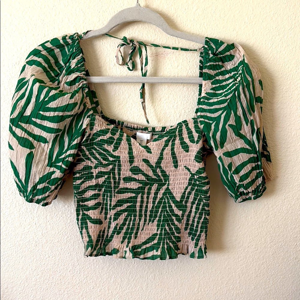 H&M Green Leaf Print Women's Top🌿🪴